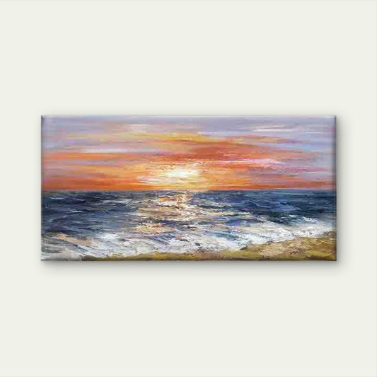 Calming Sunset Ocean Wall Art Canvas Office Home Room Framed 120x60cm