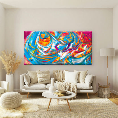 Vibrant Swirls Of Fluid Motion Wall Art Canvas Office Home Room Framed 120x60cm