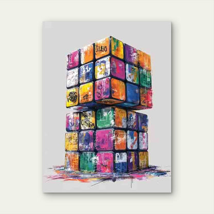 Manga Style Cube Graffiti Metal Print Ready to Hang