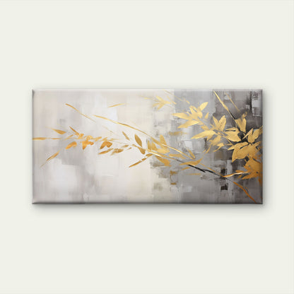Gold Foil Bamboo Painting Wall Art Canvas Office Home Room Framed 120x60cm