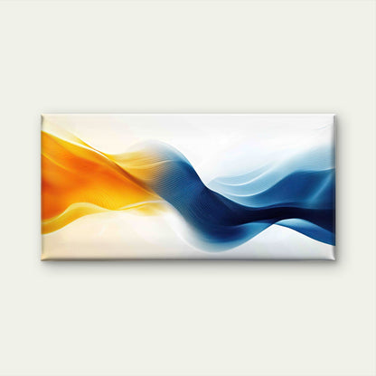 Abstract Blue and Orange Wave Wall Art Canvas Office Home Room Framed 120x60cm - Bella Home Decor