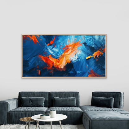 Ocean Firestorm Abstract Art Wall Art Canvas Office Home Room Framed 120x60cm