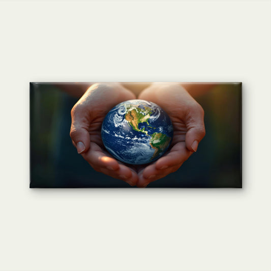 Save The Planet Earth Globe Wall Art Canvas Office Home Room Framed 120x60cm
