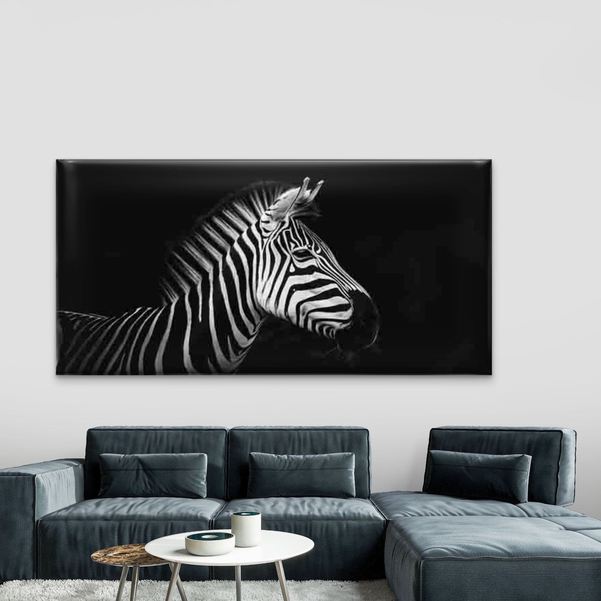 Close-Up of a Zebra Head Wall Art Canvas Office Home Room Framed 120x60cm
