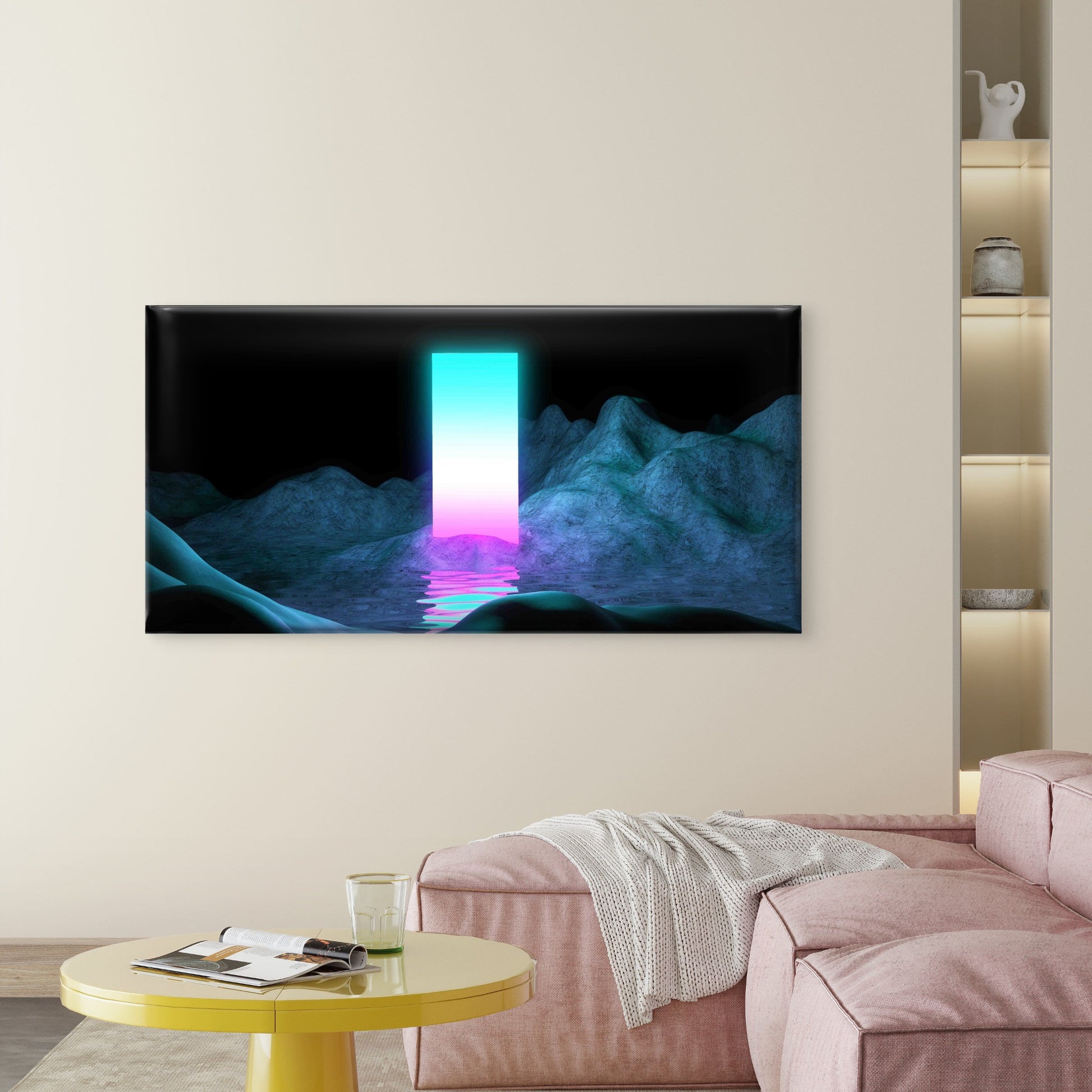 Glowing Space Portal Wall Art Canvas Office Home Room Framed 120x60cm - Bella Home Decor