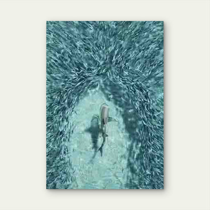 Shark Among a School of Fish Metal Print Ready to Hang - Bella Home Decor