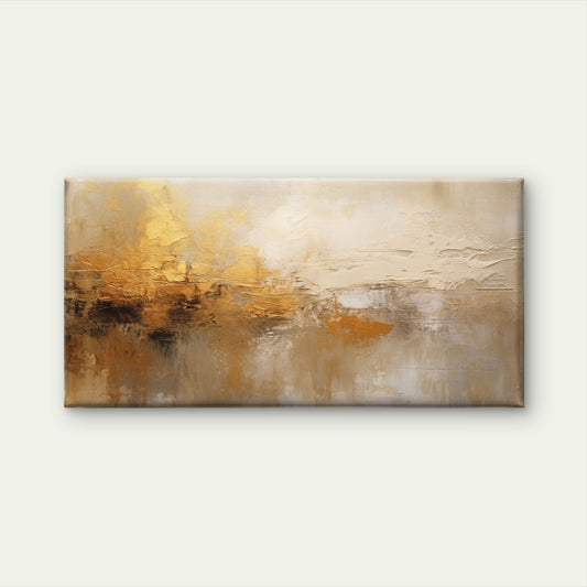 Gold Abstract Landscape Wall Art Canvas Office Home Room Framed 120x60cm