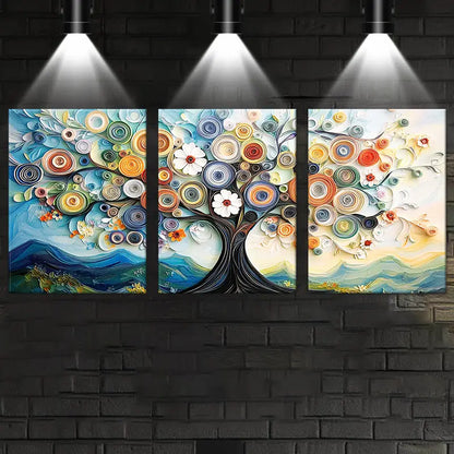 3pcs Vibrant Tree Of Life Prints, Metal Print Ready to Hang Art
