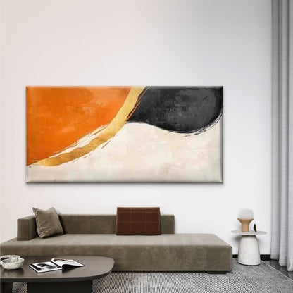 Orange & Black Accents Abstract Wall Art Canvas Office Home Room Framed 120x60cm