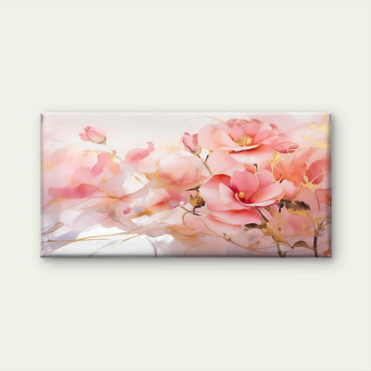 Pink Floral Camellia Flower Wall Art Canvas Office Home Room Framed 120x60cm
