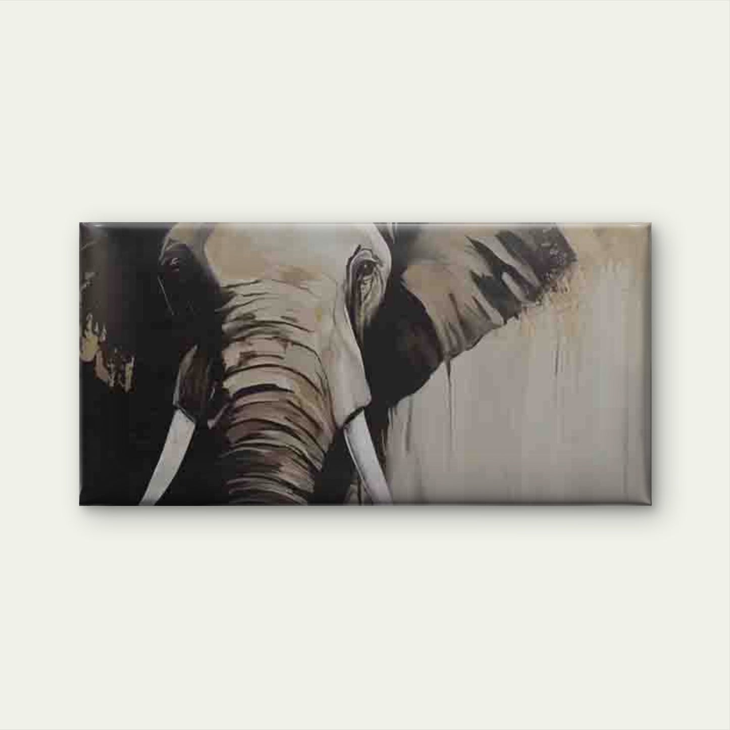 Grey Elephant Vintage Wall Art Canvas Office Home Room Framed 120x60cm