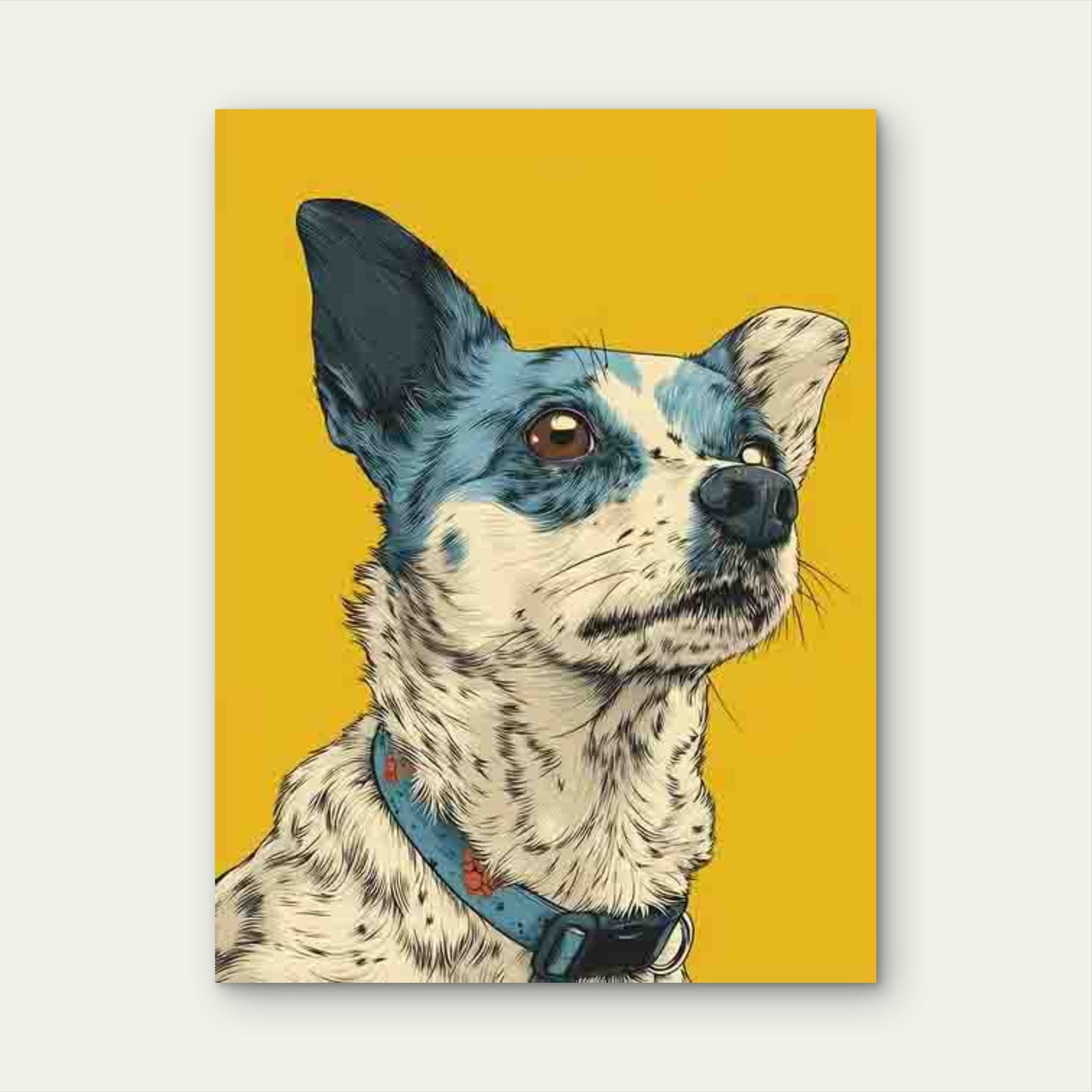 Retro Badly Drawn Dog Metal Print Ready to Hang