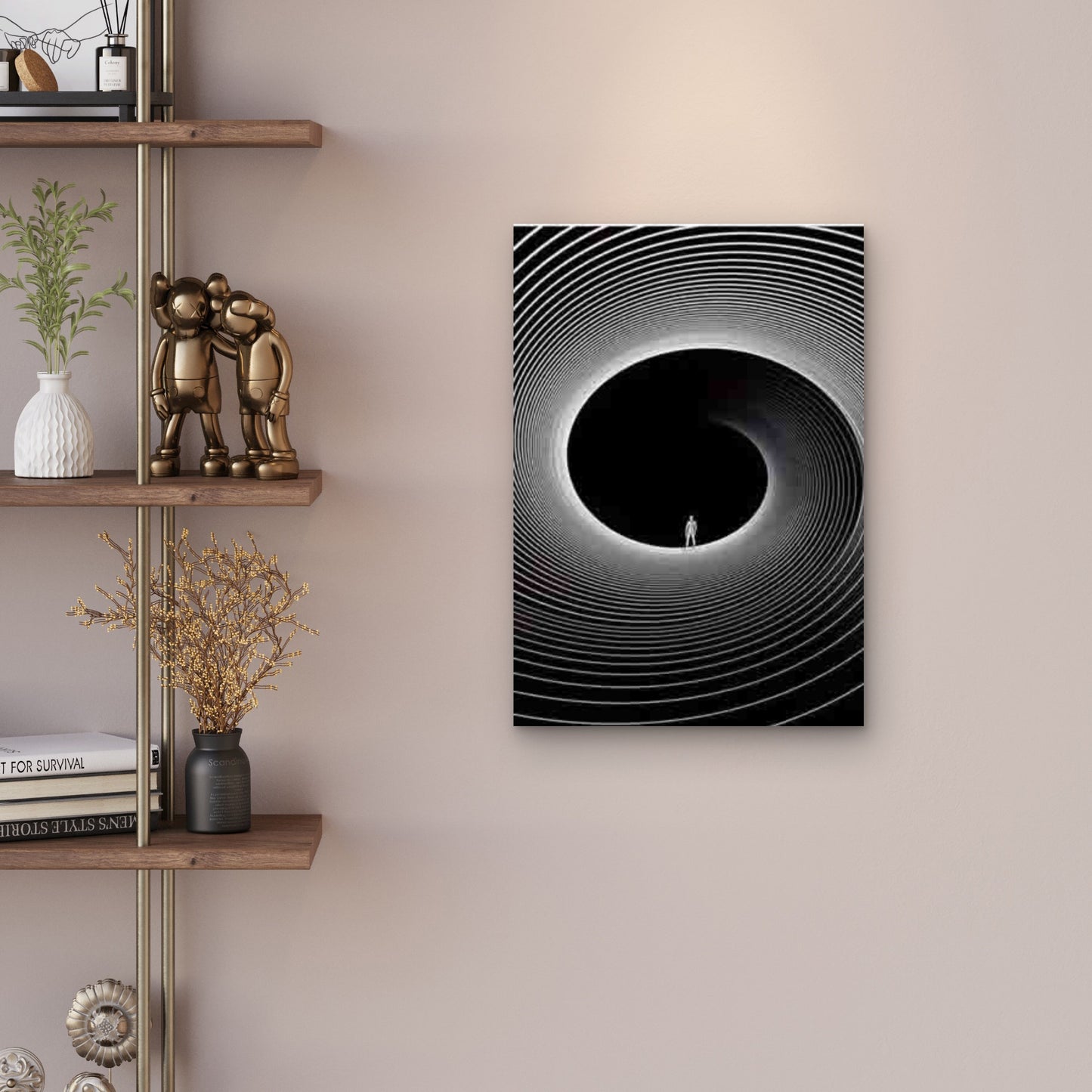 Minimalist Spiral Tunnel Metal Print Ready to Hang - Bella Home Decor