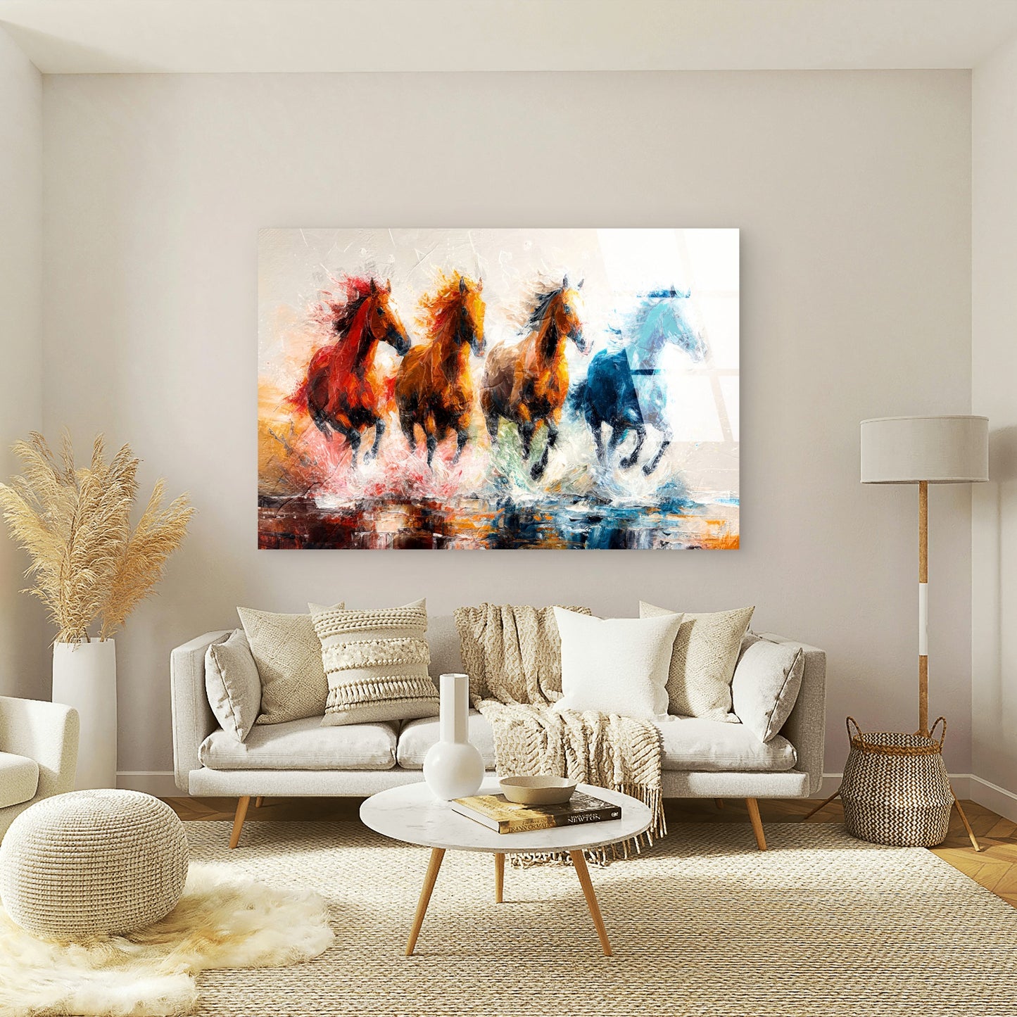 Abstract Running Horses Oil Painting Acrylic Glass Printing Wall Art Australian Made Quality