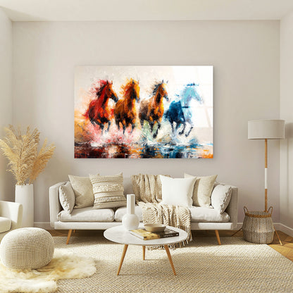 Abstract Running Horses Oil Painting Acrylic Glass Printing Wall Art Australian Made Quality