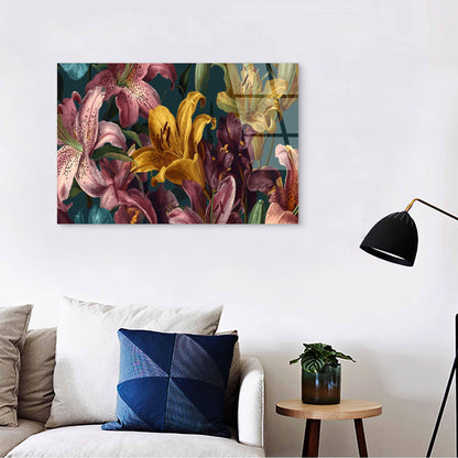 Pink Vintage Tiger Lily Floral Print Acrylic Glass Printing Wall Art Australian Made Quality