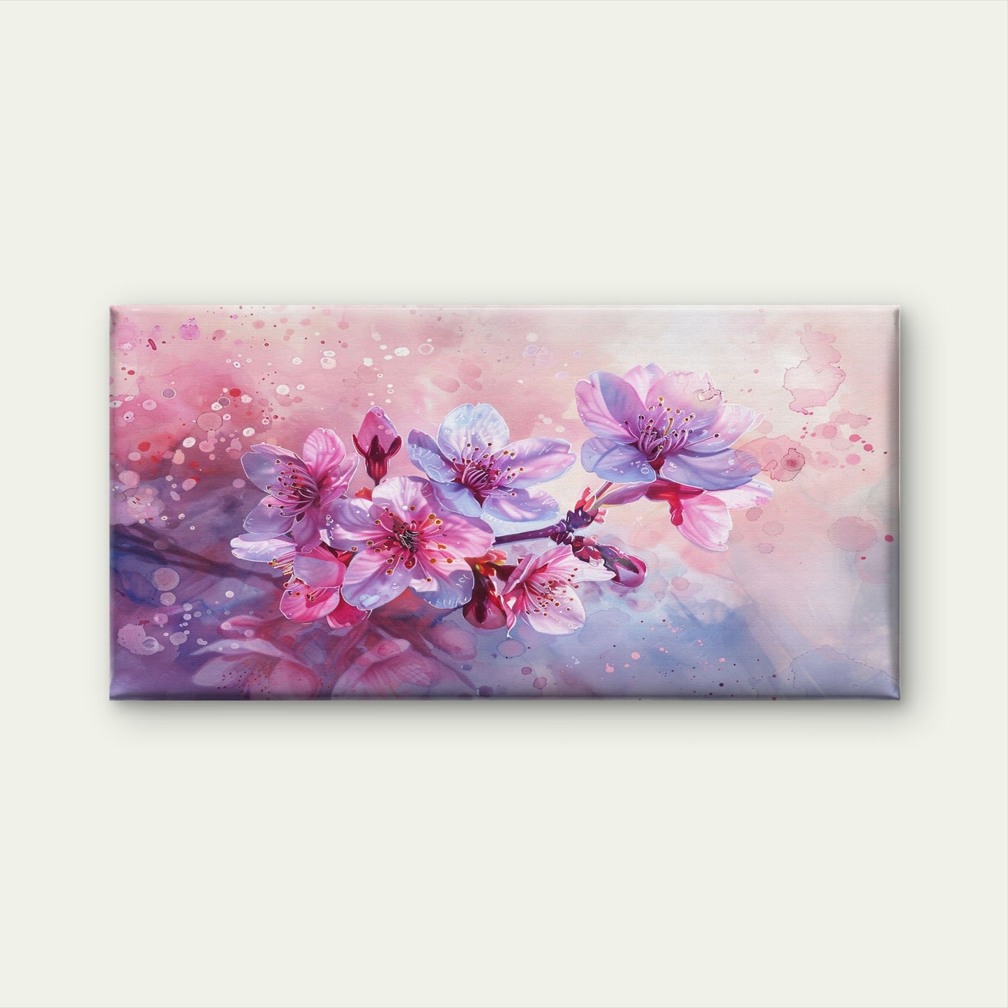 Pink Blossom Watercolor Art Wall Art Canvas Office Home Room Framed 120x60cm