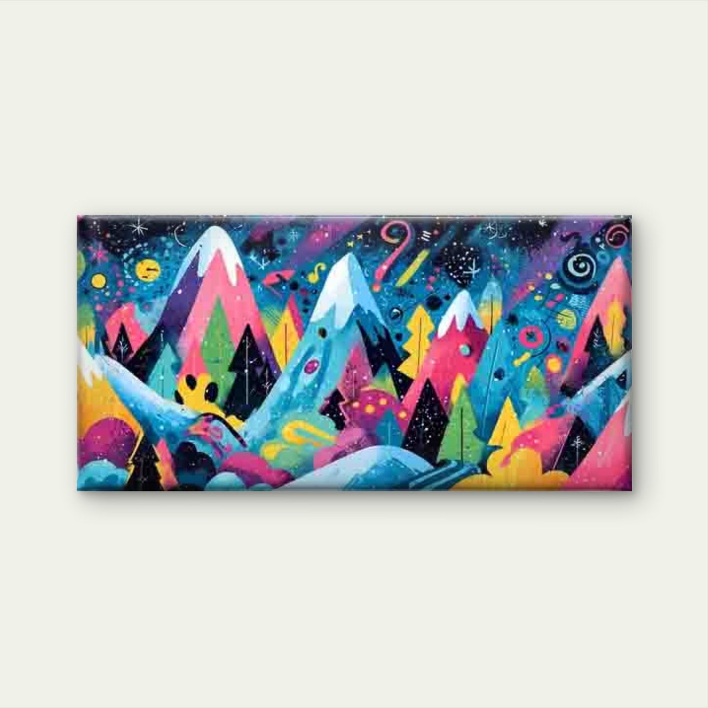 Colorful Abstract Mountain Wall Art Canvas Office Home Room Framed 120x60cm