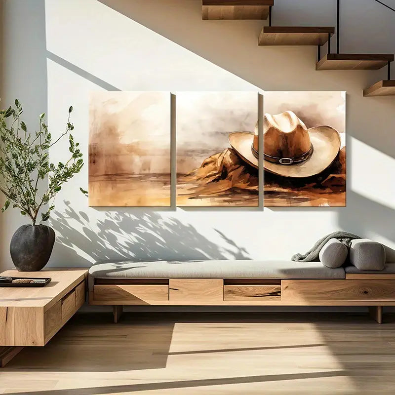 3pcs Western Cowboy Hat  Metal Print Ready to Hang Art