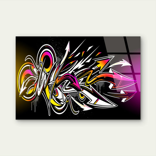 Modern Abstract Graffiti Art Spray Paint Acrylic Glass Printing Wall Art Australian Made Quality