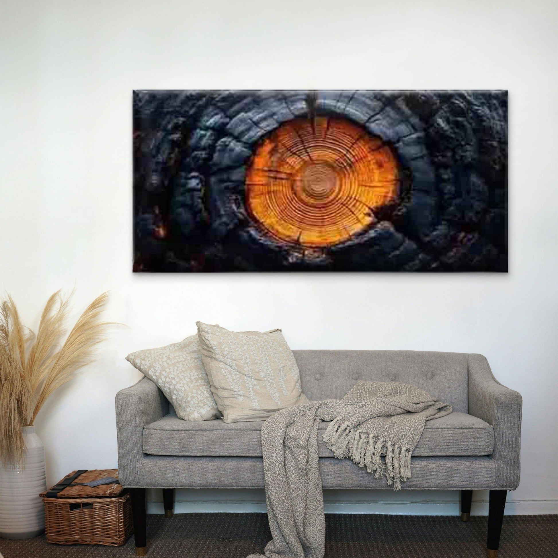 Featuring a Burnt Tree Ring Wall Art Canvas Office Home Room Framed 120x60cm - Bella Home Decor