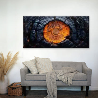 Featuring a Burnt Tree Ring Wall Art Canvas Office Home Room Framed 120x60cm - Bella Home Decor