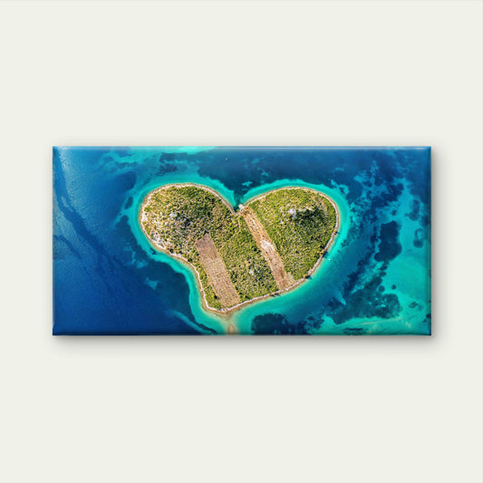 Aerial View Heart Shaped Isle Wall Art Canvas Office Home Room Framed 120x60cm