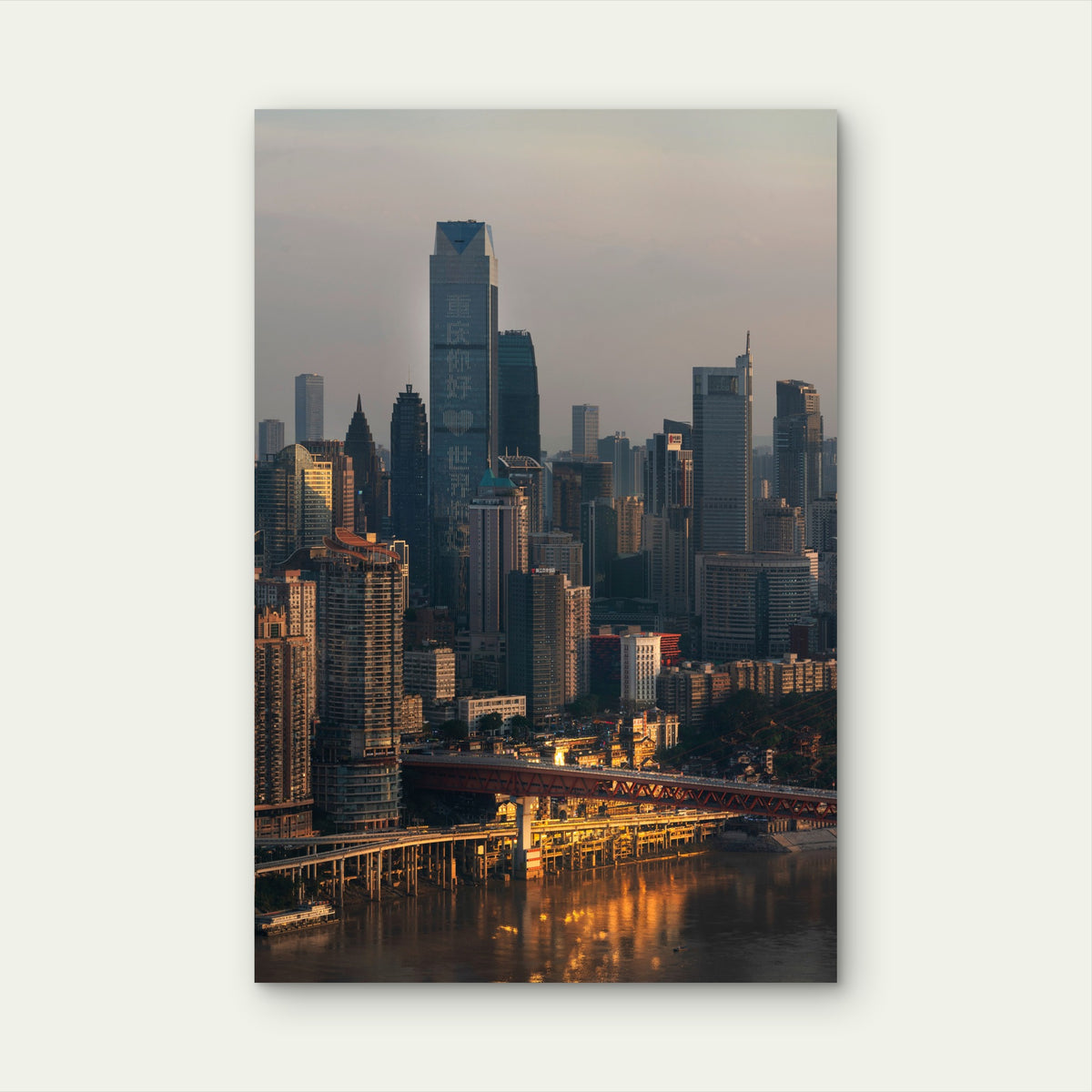 China Urban Business District 40x60cm Metal Print Ready to Hang