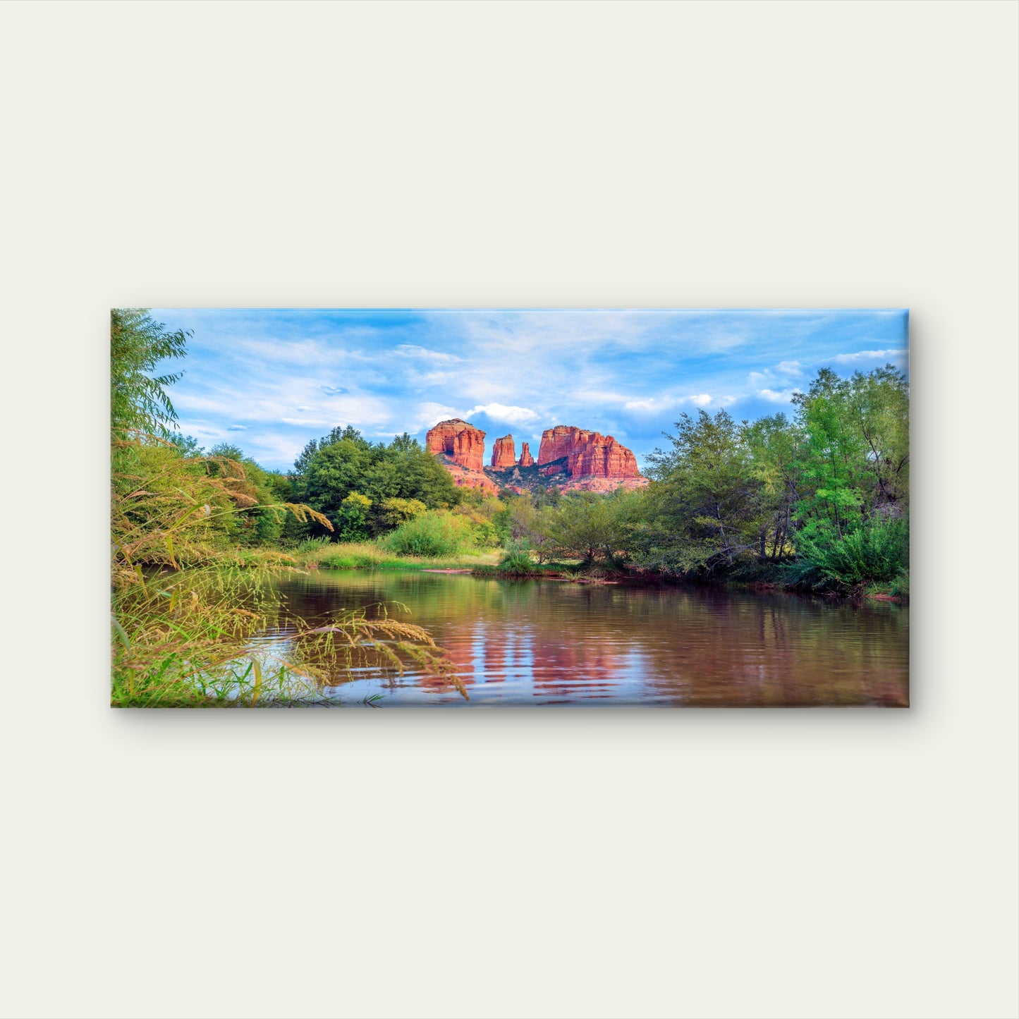 Cathedral Rock Creek Sedona Wall Art Canvas Office Home Room Framed 120x60cm