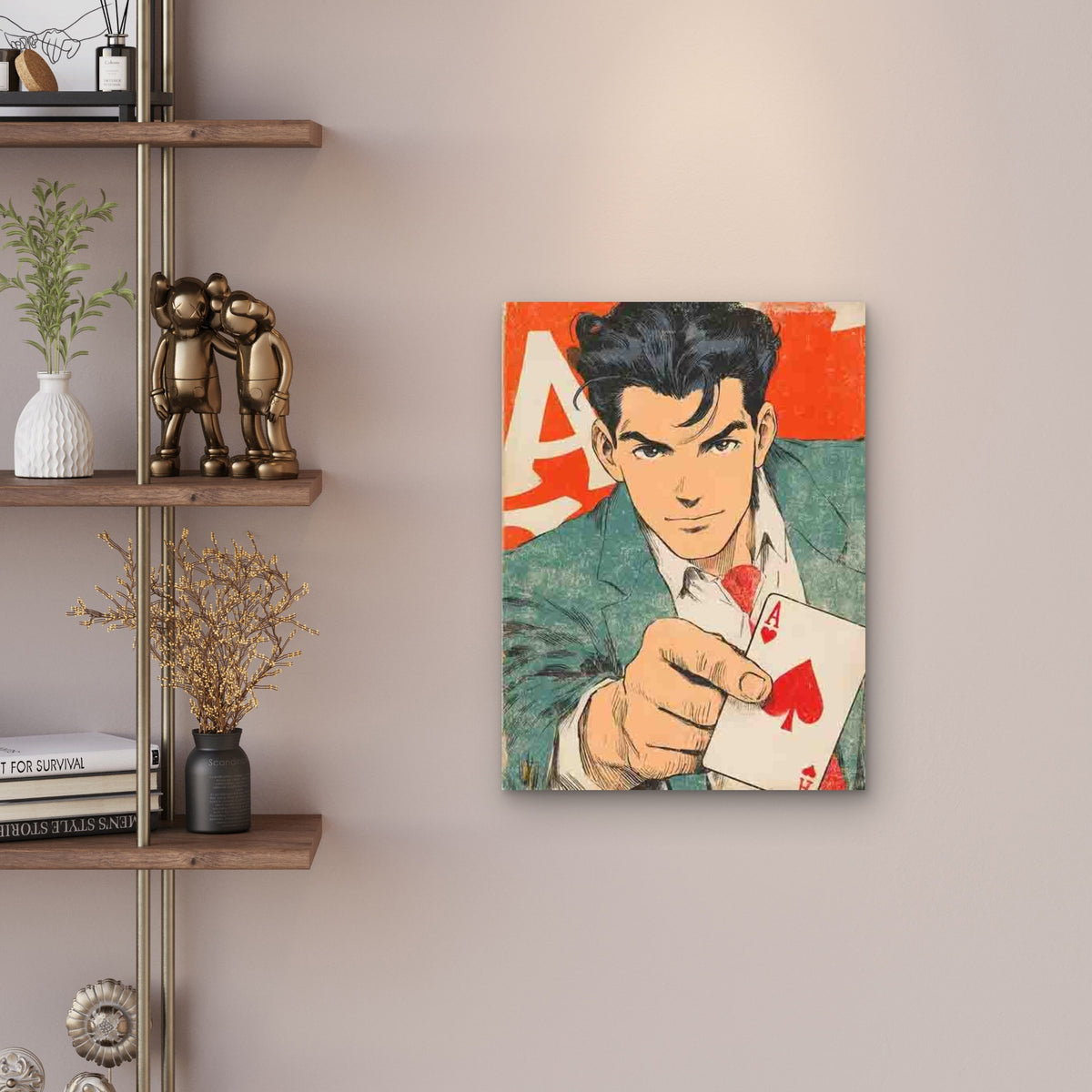 Trendy Retro Funky Playing Card Illustration 60x90cm Metal Print Ready to Hang