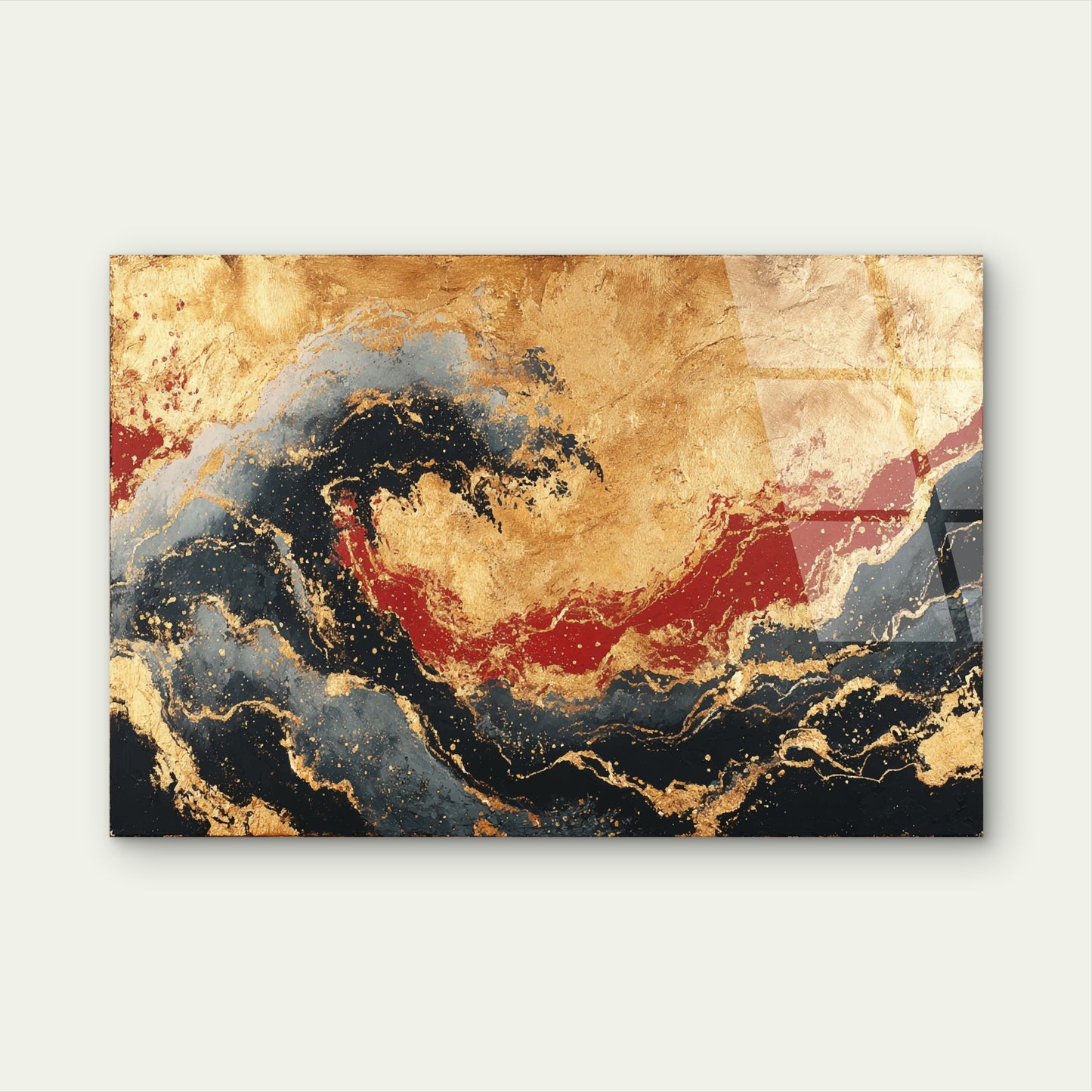 Abstract Gold Foil Ocean Wave Marble Acrylic Glass Printing Wall Art Australian Made Quality