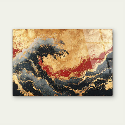Abstract Gold Foil Ocean Wave Marble Acrylic Glass Printing Wall Art Australian Made Quality
