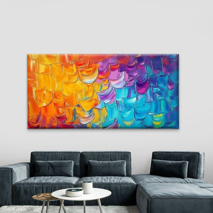 Vibrant Abstract Brushstroke Wall Art Canvas Office Home Room Framed 120x60cm