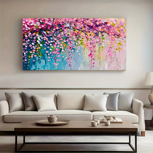 Pink Floral Wall Art wall canvas office home room framed 120x60cm