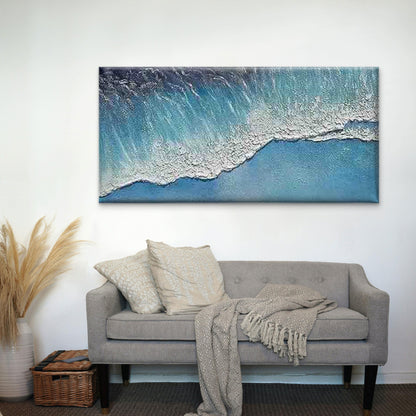 Abstract Navy Blue & Soft Beige Wall Art Canvas Office Home Room Framed 120x60cm - Bella Home Decor