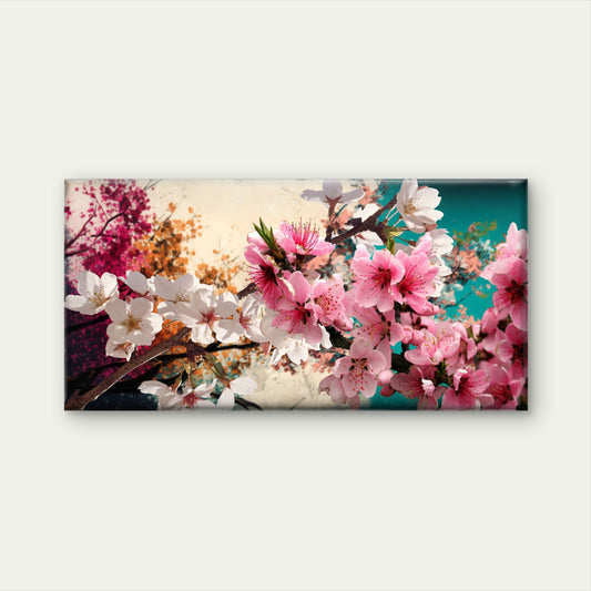 Spring Peach Tree Blossoms Wall Art Canvas Office Home Room Framed 120x60cm