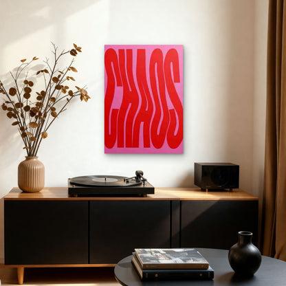 Red Typography on Pink Background 60x90cm Metal Print Ready to Hang - Bella Home Decor