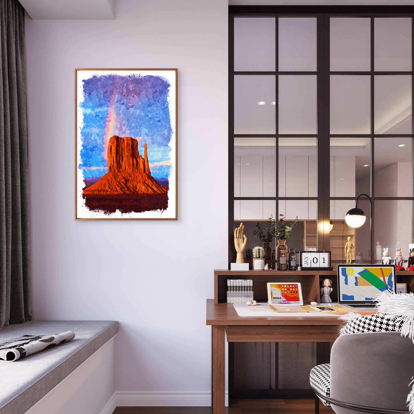 Monument Valley USA Desert Rainbow Travel Poster Print Wall Art
