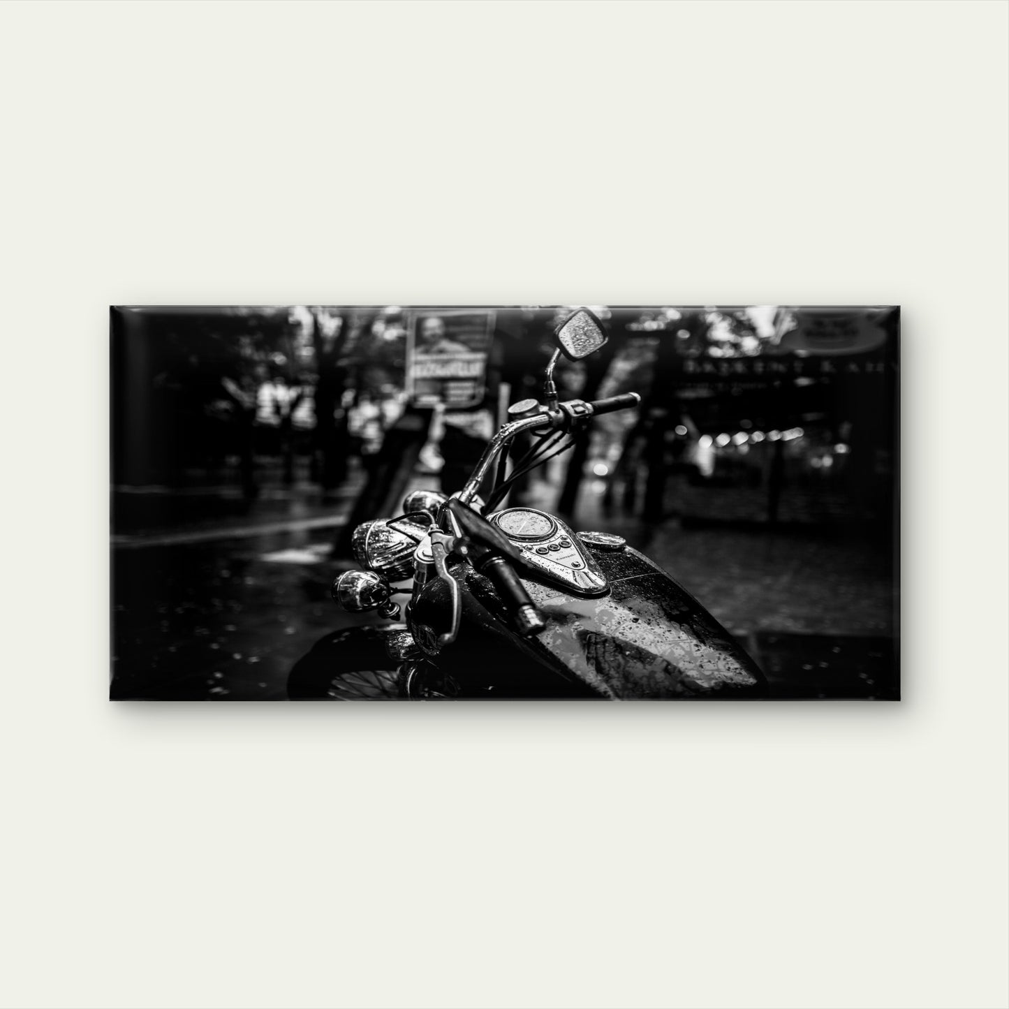 Black And White Motorcycle View Wall Art Canvas Office Home Room Framed 120x60cm