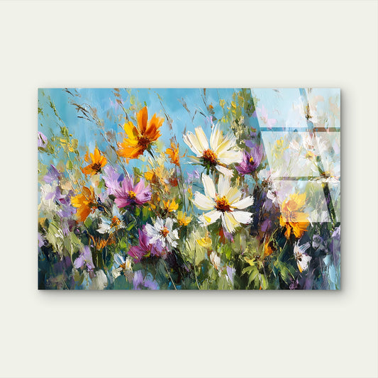 Wildflower Meadow Daisy Field Acrylic Glass Printing Wall Art Australian Made Quality