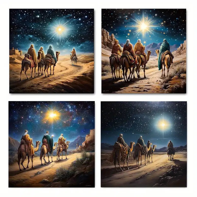 4pcs  Starry Night Camels & Starry  SN    Wall Art Canvas Framed