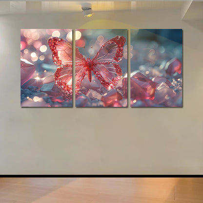 3pcs Luxurious Shining Crystal Butterfly Wall Art Set Canvas Framed 60x90cm - High Quality Print 100% Australian Made Wall Canvas Ready to Hang