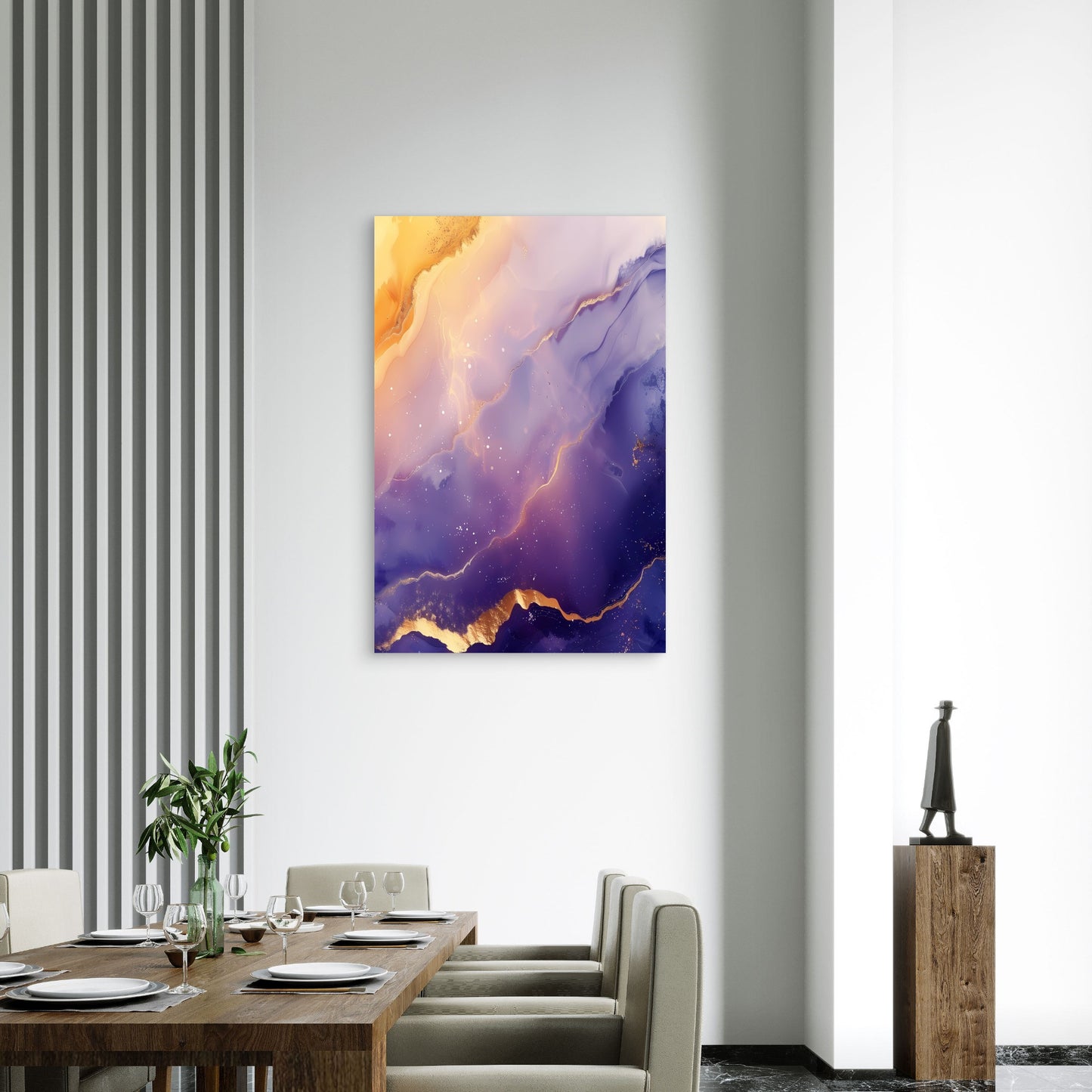 Abstract Nebula Gold Veins Purple Flow 40x60cm Metal Print Ready to Hang