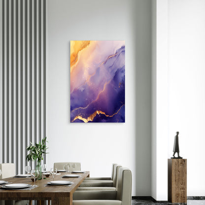 Abstract Nebula Gold Veins Purple Flow 40x60cm Metal Print Ready to Hang