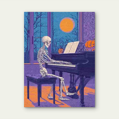 Skeleton Playing The Piano Metal Print Ready to Hang