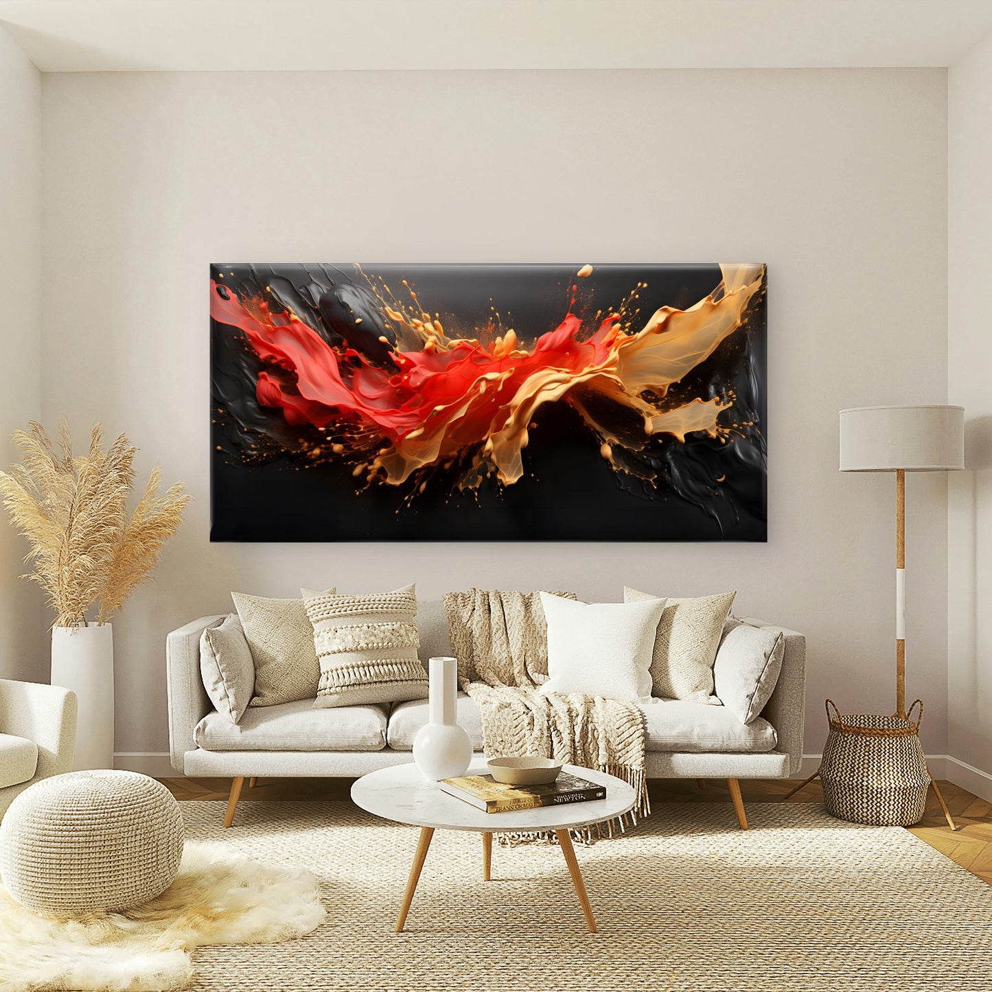 Midnight Passion Abstract Wave Wall Art Canvas Office Home Room Framed 120x60cm