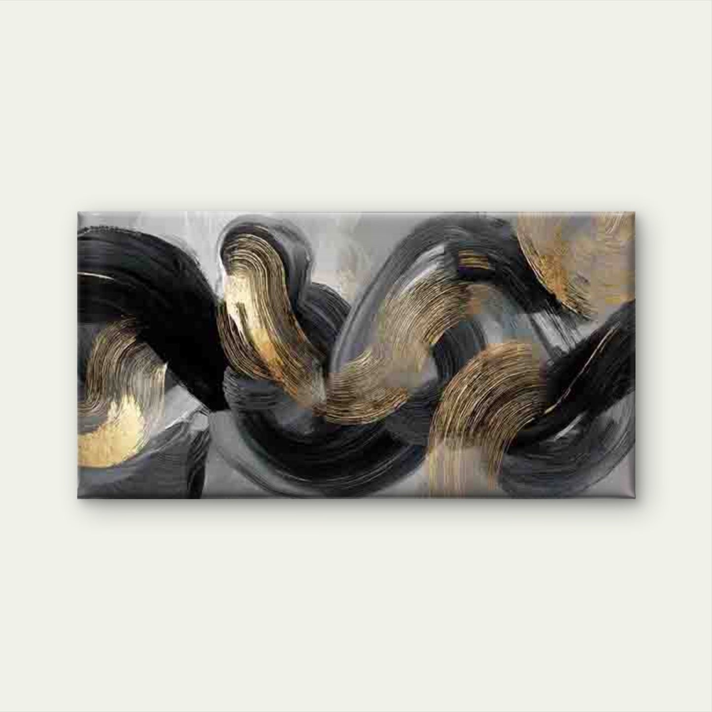 Black, Gray, Golden Swirls Wall Art Canvas Office Home Room Framed 120x60cm - Bella Home Decor