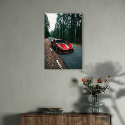 Red Ferrari 812 Competizione Forest Car Art 40x60cm Metal Print Ready to Hang
