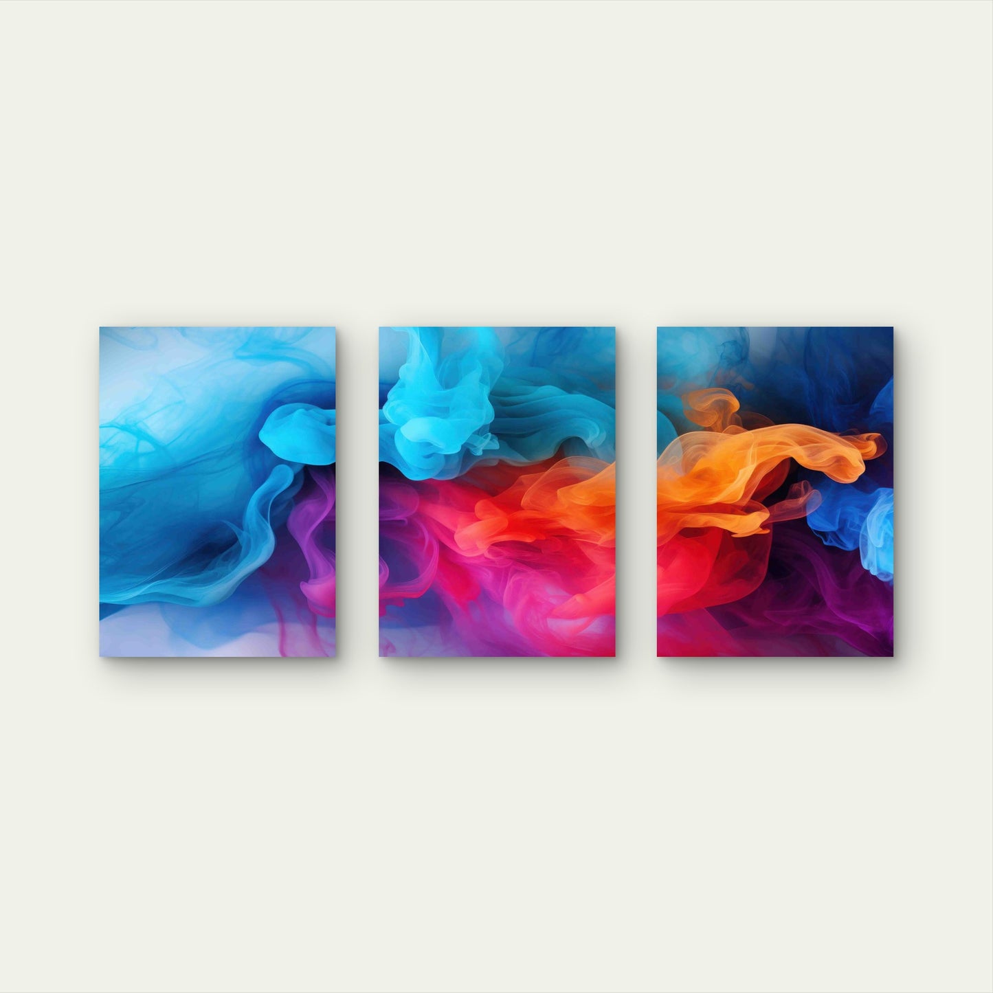 3pcs Swirling Neon Fluid Patterns Metal Print Ready to Hang Art - Bella Home Decor