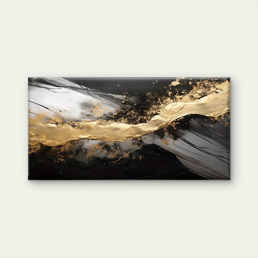 Abstract Golden River Flowing Wall Art Canvas Office Home Room Framed 120x60cm